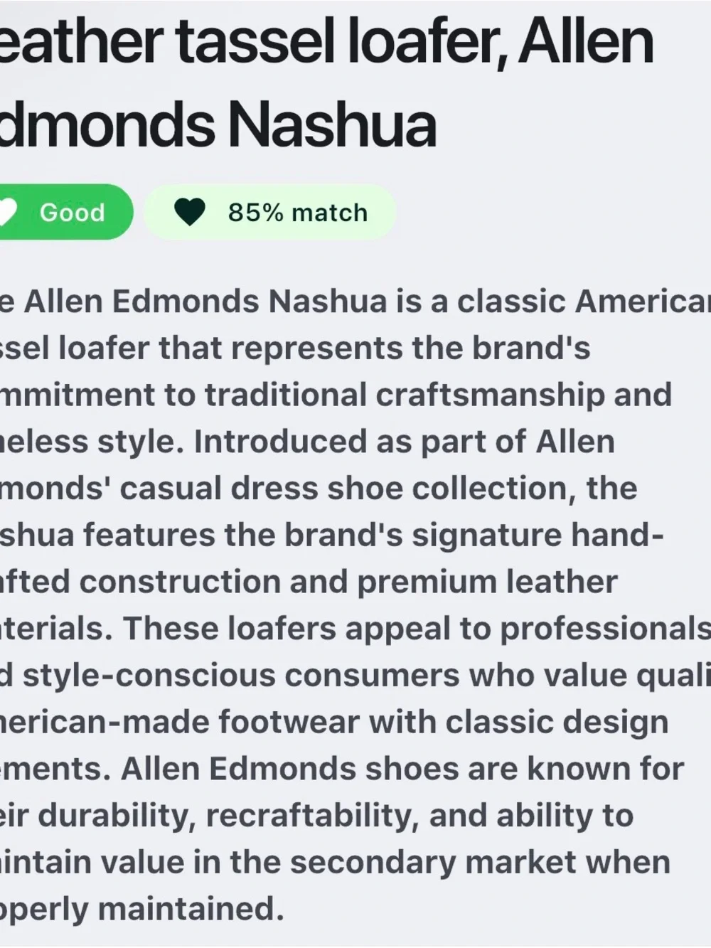 Leather tassel loafer, Allen Edmonds Nashua